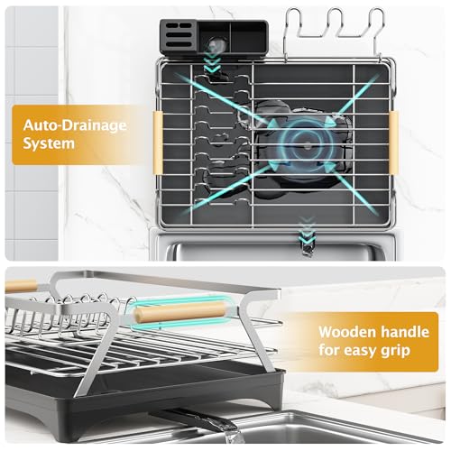 Dish Drying Rack for Kitchen Counter (Silver)