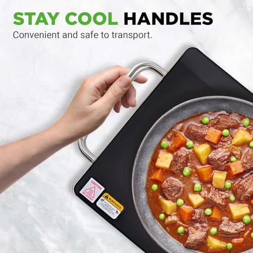 Electric Hot Plate Tray Dish Warmer with Black Glass Top (16.5 x 11 inches)