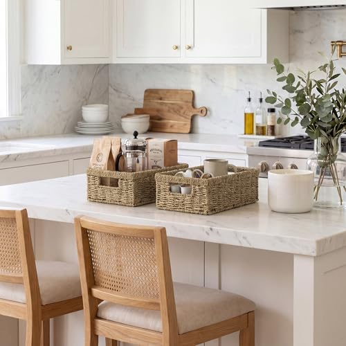 Wicker Baskets for Organizing (Natural (Seagrass) / 2x 13"L x 8¼"W x 4¾"H)