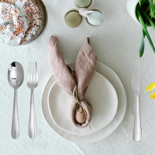 Stainless Steel 18PCS Dinner Set combo with 6 Dinner Knives (7.3''-9.1''Silverware set for 6)