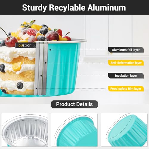Aluminum Baking Cups with Lids (Blue / 30pcs)