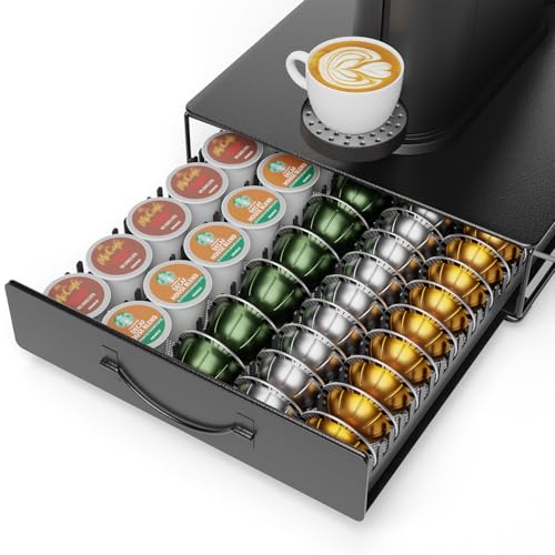 Coffee Pod Holder Drawer Compatible with Nespresso (Black)