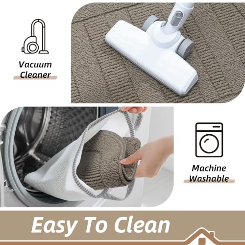 2 Pack 30x18 in Kitchen Rugs Non Slip Washable Sink Rug Set (18" x 30" + 18" x 30" / Taupe)