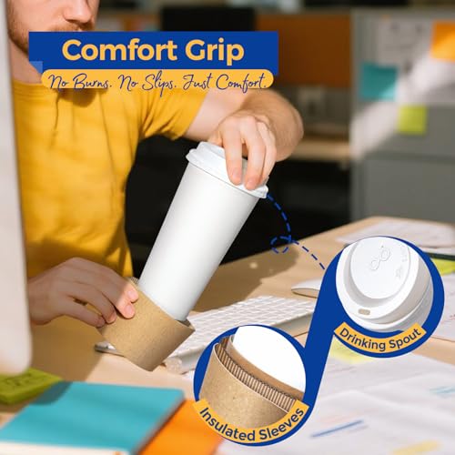 500 Pack 20 oz Disposable Coffee Cups with Lids (20 oz / Classic)