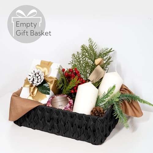 Wicker Storage Baskets for Shelves (Black / 11¼"L x 7½"W x 3½"H)