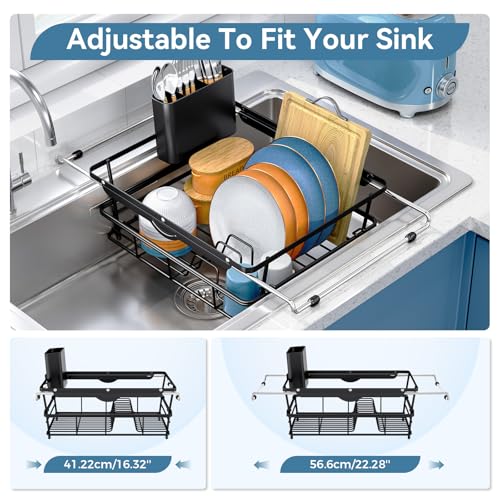 Dish Drying Rack in Sink with Utensil Holder (XLarge Size)