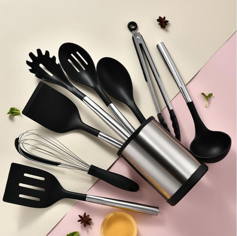 Kitchen Utensil Holder for Countertop (Black)