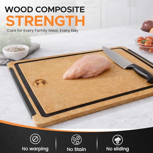 Composite Wood Cutting Board Set of 3 (Tan/Black)