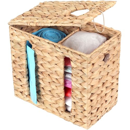 Trash Bag Holder with Scalloped Lid 13 (Natural)