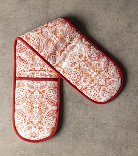 Double Oven Mitts 100% Cotton Double Oven Glove (055 - Orient / 7" x 35" (Double Oven Mitt))