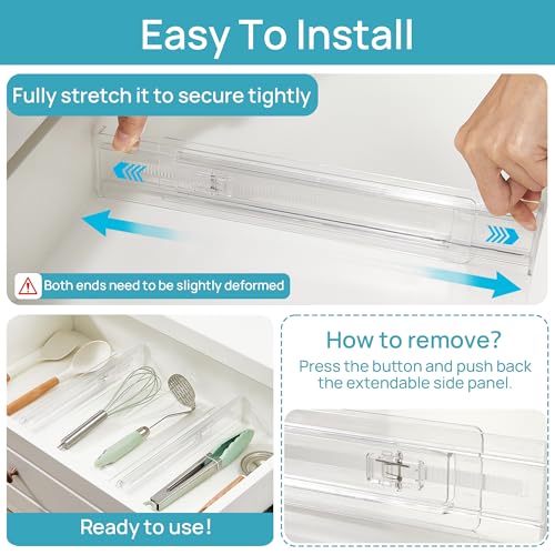 4 Pack Shallow Drawer Dividers (2.36" H, 12.5"-20.8" L)