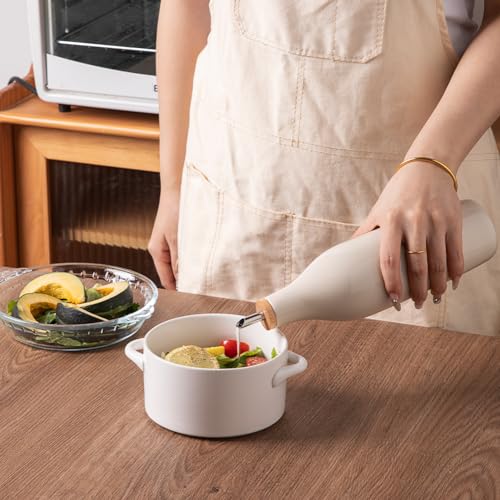 Sweejar Matte Ceramic Olive Oil Dispenser Bottle with Spout (Beige / 17 Oz(Glazed))