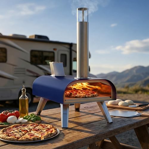 12" Multi Fuel Outdoor Pizza Oven Reach up to 1110℉ (Blue)
