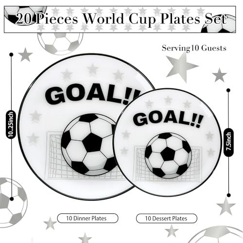 20 White Plastic Soccer Plates (20 Pieces / White)