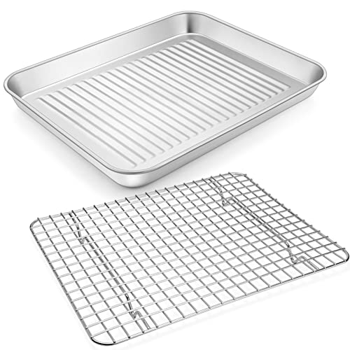 Baking Pan with Wire Rack (12.5 x 9.7 x 1 Inch)