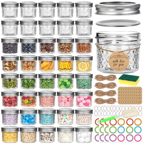 4oz Glass Mason Jars with Airtight Lids (4oz-40pcs-D)