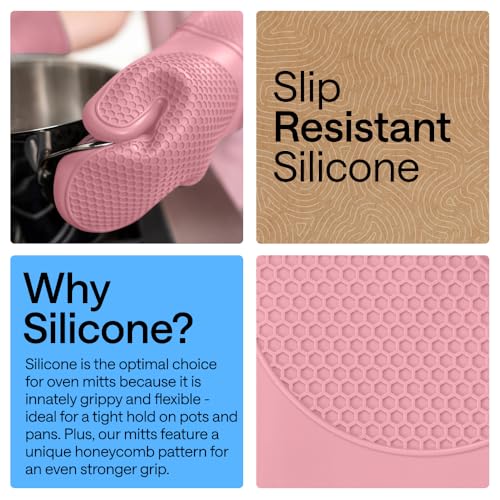 Silicone Oven Mitts (Pink / 12.5" Oven Mitts)