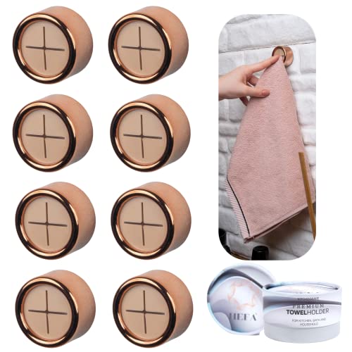 Towel Hooks Dish & Hand Towel Holder (8 Pack / Rose Gold)