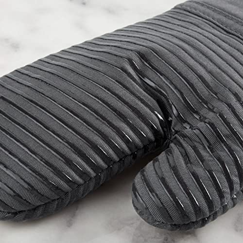 Quilted Cotton Terry Cloth Oven Mitt (Charcoal Grey)