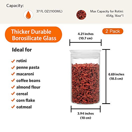 Glass Jars with Airtight Lid Set of 2 (Clear / 8-37oz 2Pack)