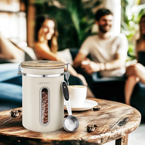 22OZ Coffee Canister Airtight Stainless Steel (Cream / 22 oz)