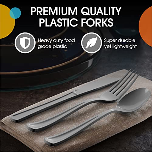 Silver Plastic Knives 200 Pcs Silver Knives Disposable Utensils Heavy Duty Plastic Cutlery Set Disposable Cutlery Sets Flatware Sets Silverware Set Party Supplies & Party Tableware (Silver / Knives)