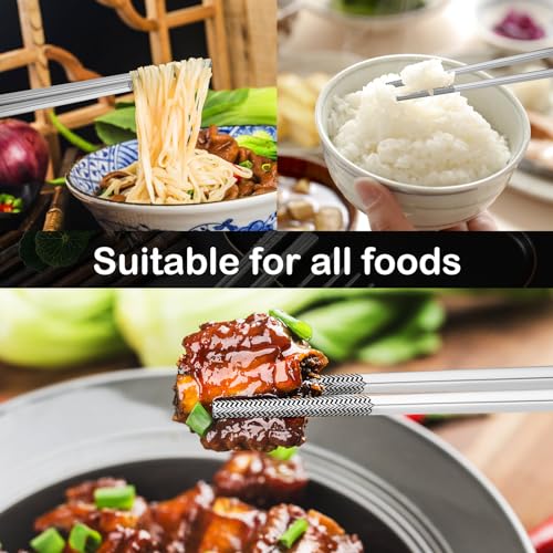 8 Pairs Metal Chopsticks Reusable 18 (Silver 304 stainless steel)