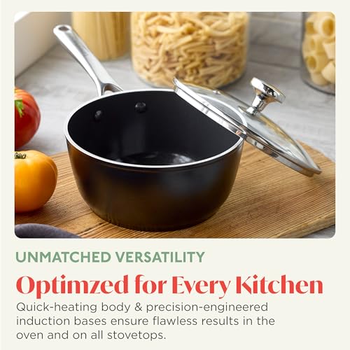 Orfeo 2.4QT Nonstick Saucepan with Lid (2.4QT Saucepan with Lid / Black)