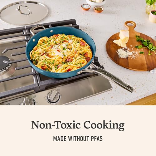Premier Ceramic Nonstick 12 inch Frying Pan (12" Fry Pan with Lid / Macaron)