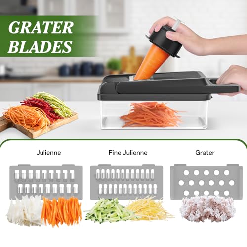 Veggie Chopper Vegetable Cutter (Gray / 7 blades)