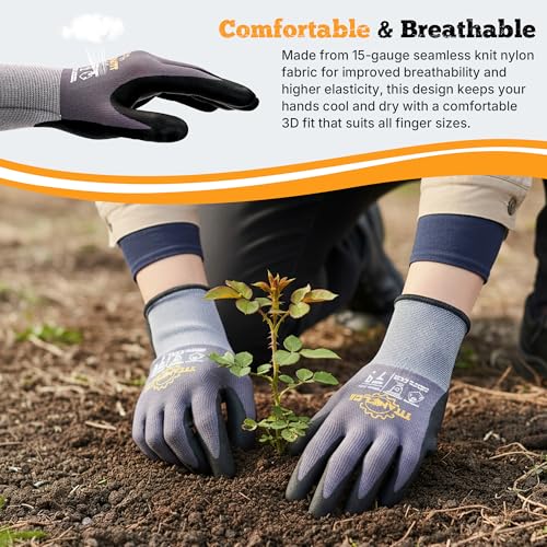Work Gloves MicroFoam Nitrile Coated (6 Count)