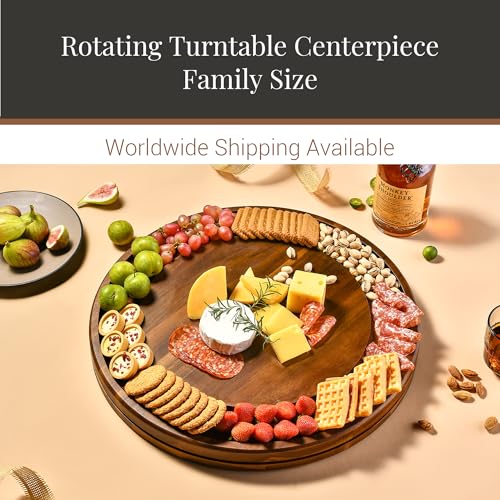 Acacia Wood Rotating Cheese Board (Round 20" with Engraving)