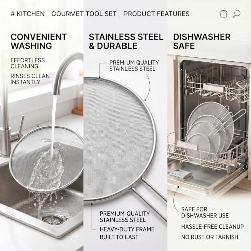 4 Piece Stainless Steel Splatter Screen for Cooking (4 silver)