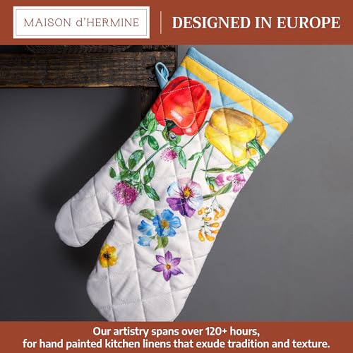 Maison d'Hermine Oven Gloves 100% Cotton Oven Mitt (042 - Giverny / 7.5" x 13" (Oven Mitt))