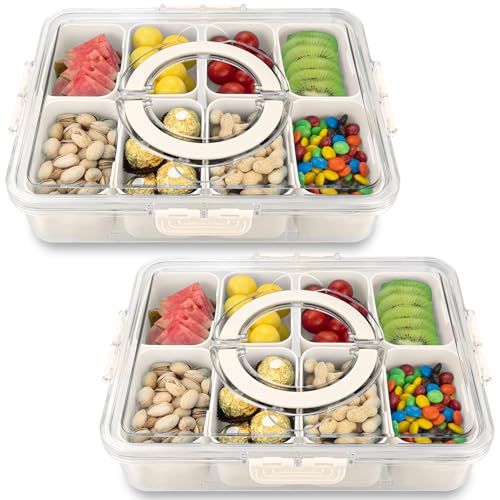 Divided Serving Tray with Lid and Handle (2pcs Serving Tray)