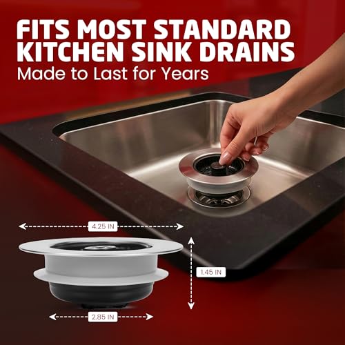 Kitchen Sink Drain Strainer (1-Pack / Built in Stopper (2-in-1))