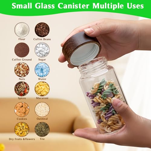 8 oz Small Glass Spice Jars with Airtight Wood Acacia Lid 4 PCS (4×250ml(8.4oz))