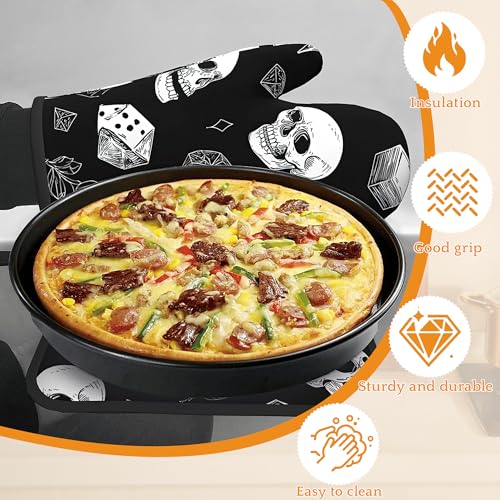 Skull Head Oven Mitts and Pot Holders (4 Count)