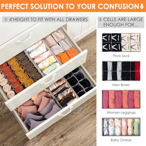 12 Pack Sock Underwear Drawer Organizer Dividers (12 Count)