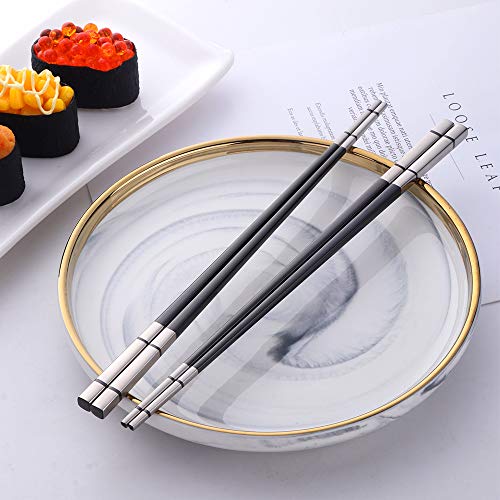 5 Pair Black Stainless Steel Chopsticks (nice black)