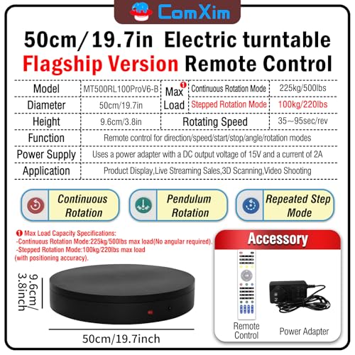 19.7In Remote Large Motorized electric turntable Rotating platform Photography Turntable Motorized lazy susan Base giratoria para for Photography