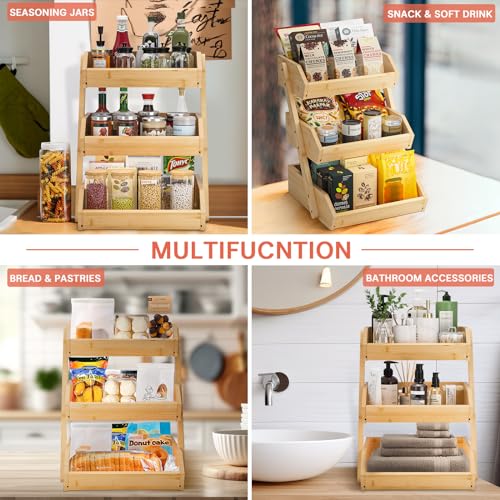 3 Tier Bamboo Fruit Basket for Kitchen Counter (Bamboo / 3-Tier)