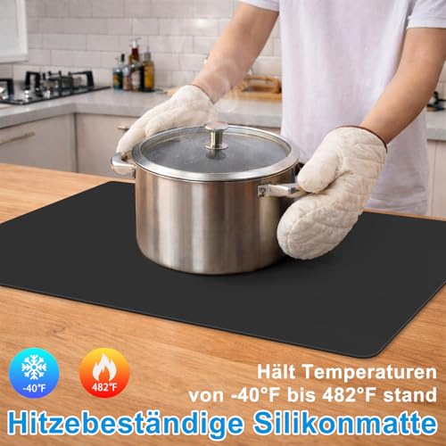 Silicone Mat for Kitchen Counter (Black / 27.5" x 16.5")