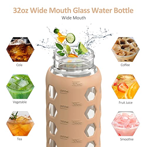 Glass Water Bottle (Amber / 32 Ounces)