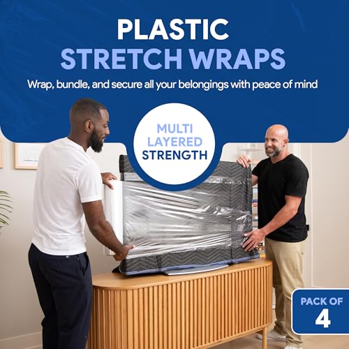 4 Pack of 18'' Stretch Wrap for Moving (1200 Foot)
