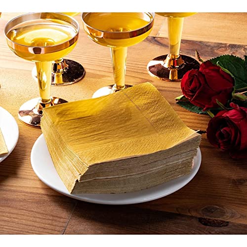 Mustard Yellow Cocktail Napkins Disposable (200 Pack)
