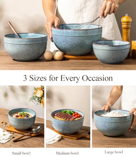 Ceramic Mixing Bowls Set of 3 (Ceylon Blue / Set of 3)