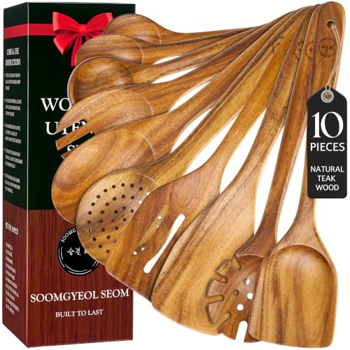 10 Piece Teak Wood Cooking Utensil Set (10 PCS Set)