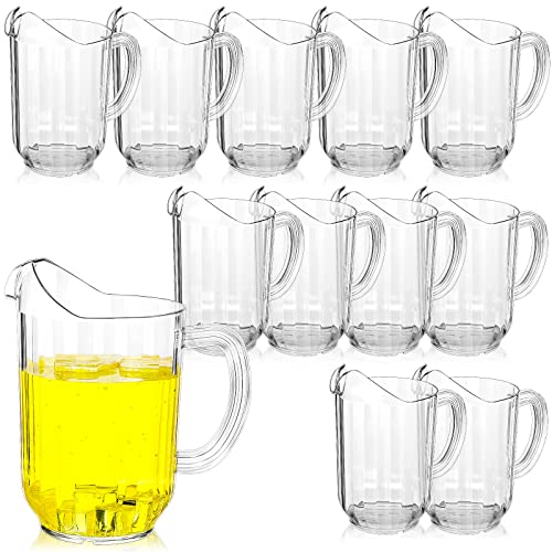 Tessco 12 Pcs Plastic Pitchers 60 Oz Clear Water Beer Jug Large (Classic)