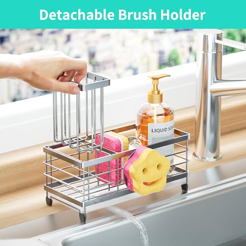 Sponge Holder for Kitchen Sink (Silver / with Smiley Face Sponge Holder（single）)